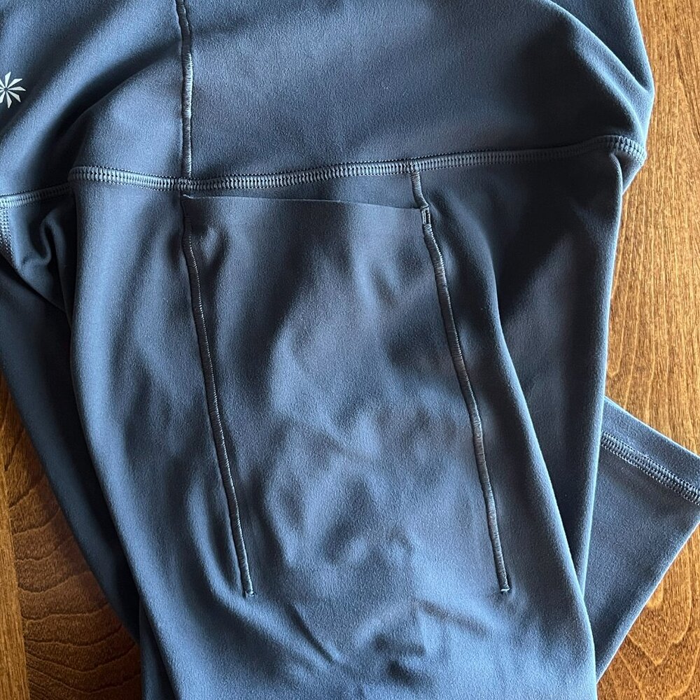 Athleta "Transcend Stash Tight" slate blue leggings S - Picture 7 of 10